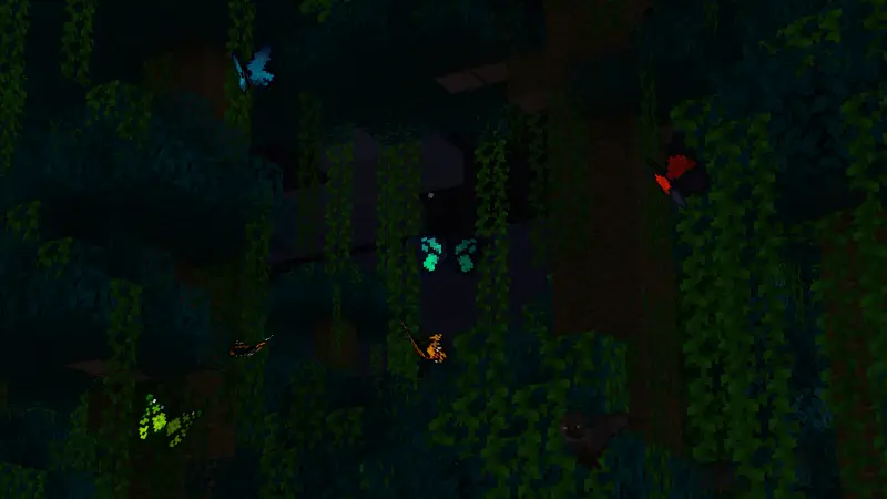 Светящиеся бабочки ночью в джунглях