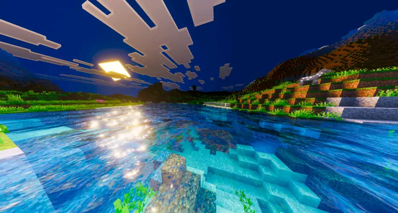 Отражение солнца в воде