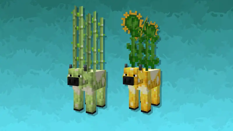 Корова с бамбуком и корова с подсолнухами на спине