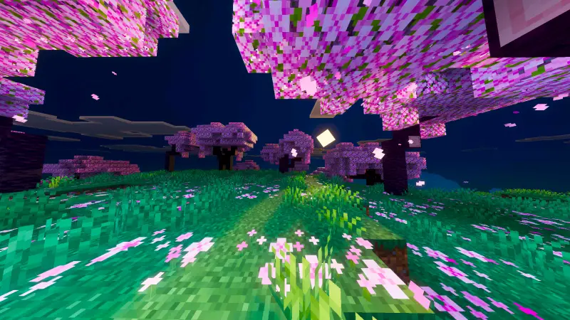 Яркие лучи на вишневых деревьях