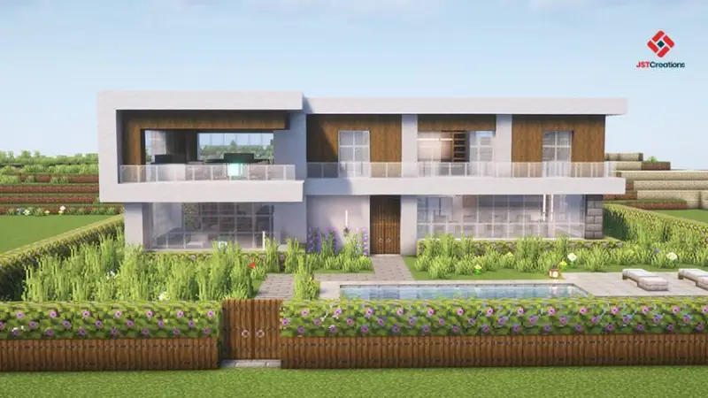 Современный белый дом с бассейном