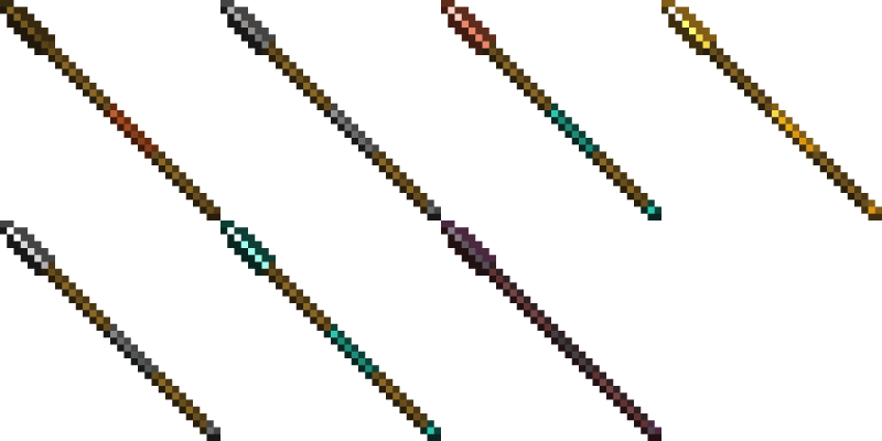 Копья с острыми наконечниками