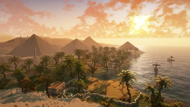 Египетские пирамиды у моря и пляжа