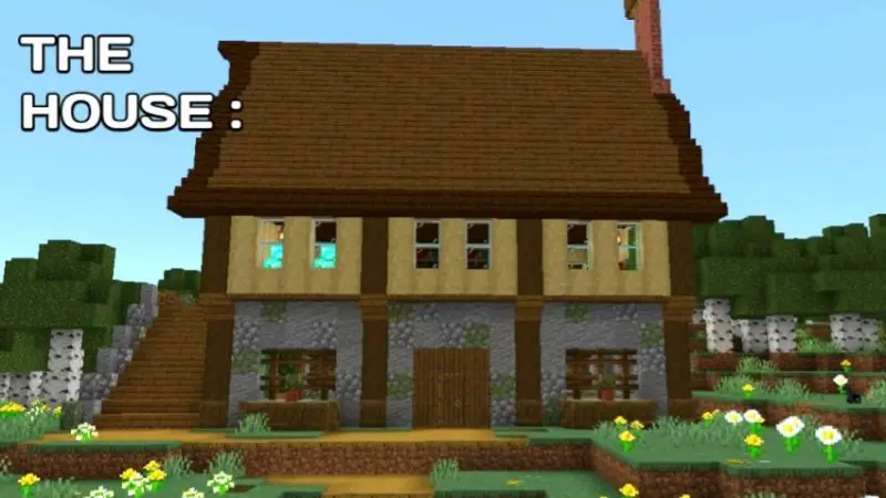 Двухэтажный дом из дерева в лесу