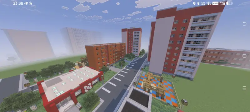 Store building near houses