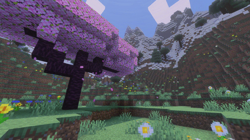 Вишневое дерево возле горы