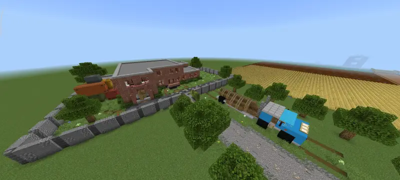 Каменное здание с полем