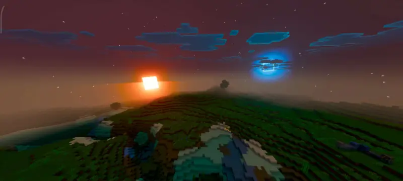 Новый вид солнца и луны утром