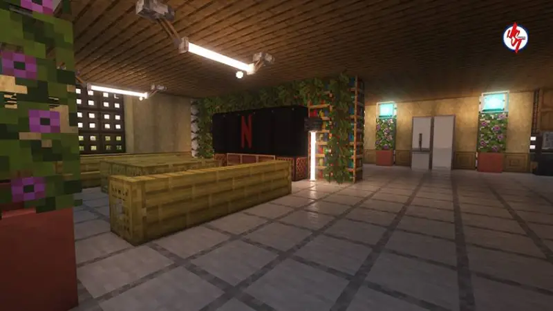 Просторная гостинная с декорациями