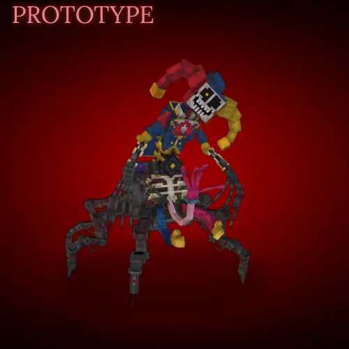 Большой монстр с паучьими ногами и яркой одеждой