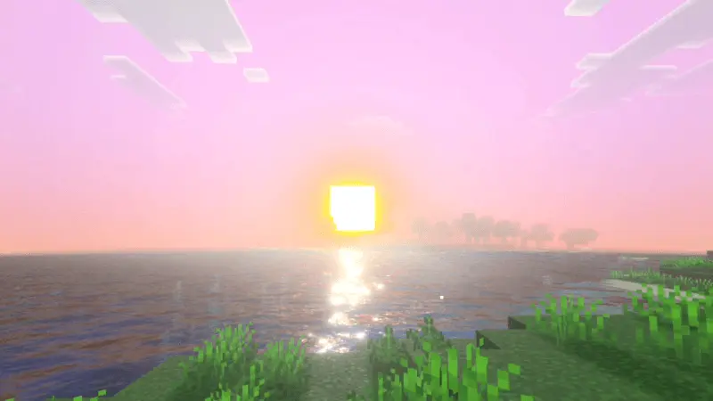 Яркий закат на розовом небе