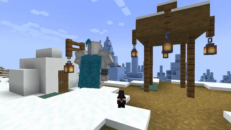 Рыцарь-голем в снежной деревне