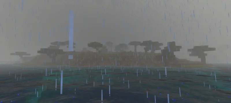 Проливной дождь и туман над островом