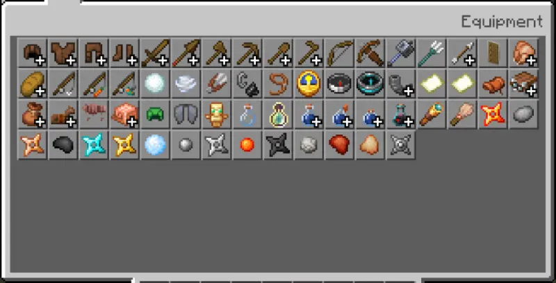 Все метательные предметы в инвентаре