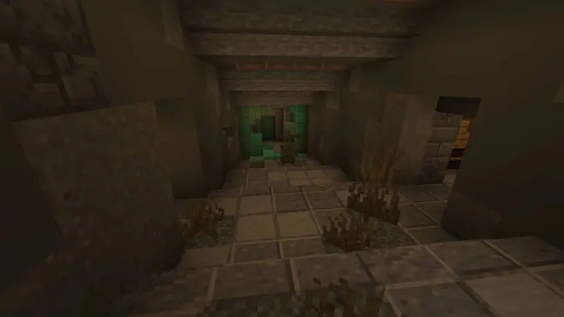 Темный спуск с комнатами по бокам