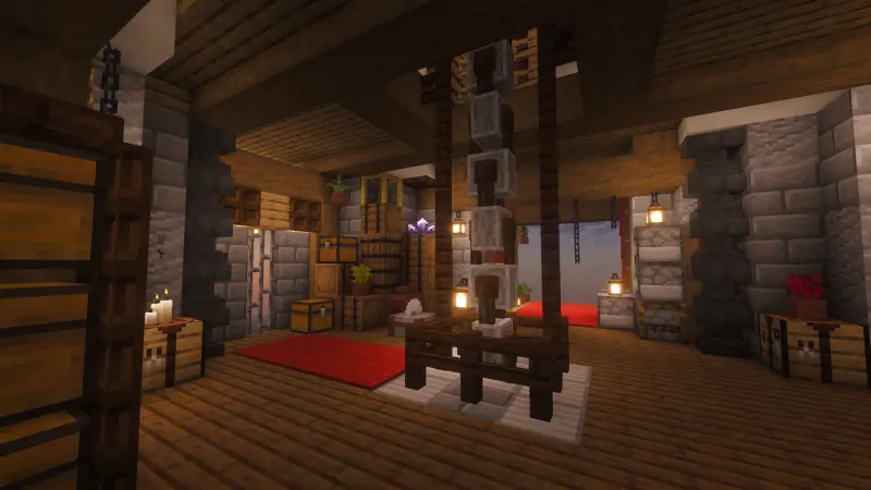 Дом на огромном воздушном шаре внутри