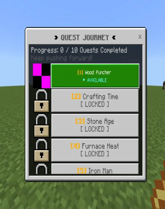 Интерфейс свитка квестов