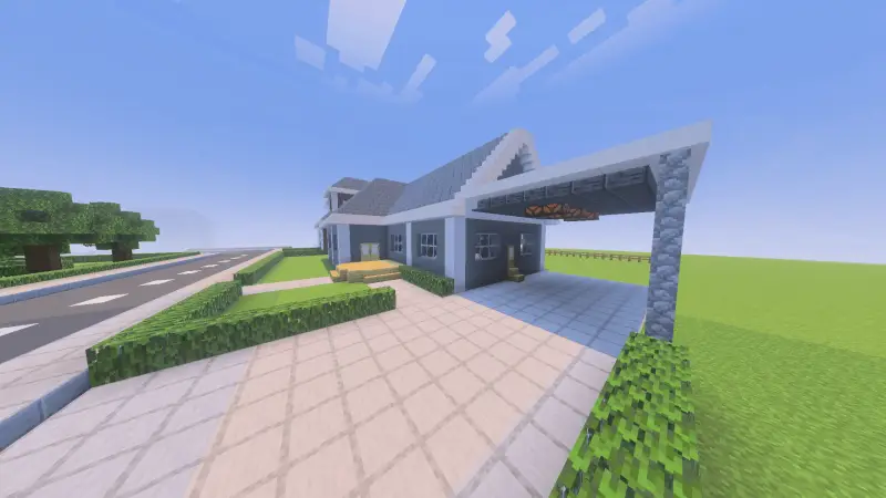 Серый дом с мебелью сбоку