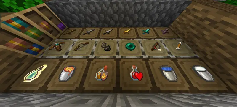 Множество предметов в прозрачных рамках