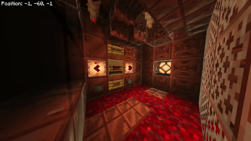 Красная комната в яркими элементами в стенах