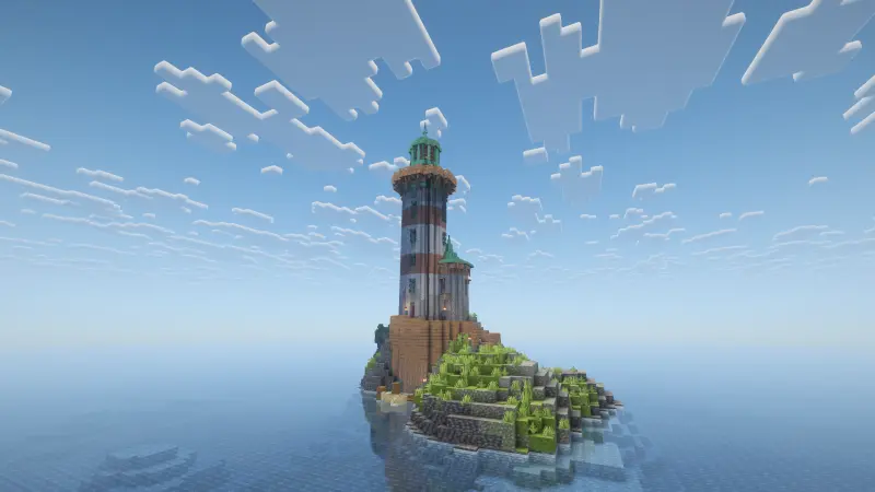 Высокий маяк на остраве посреди океана