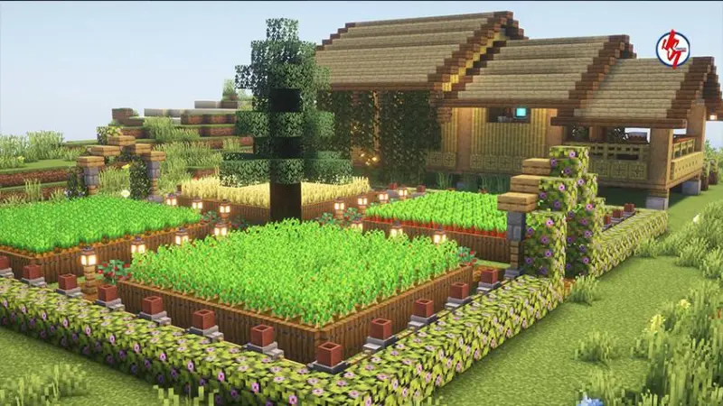 Дом из дерева и бамбука с небольшим огородом на территории