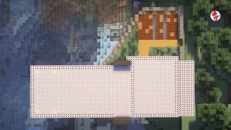 Вид с птичьего полета на белую крышу дома