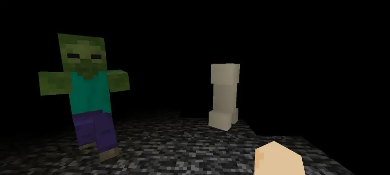 Zombie and creeper attacking player