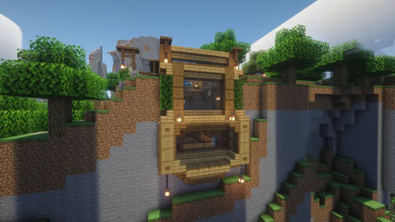 Деревянный дом в скале