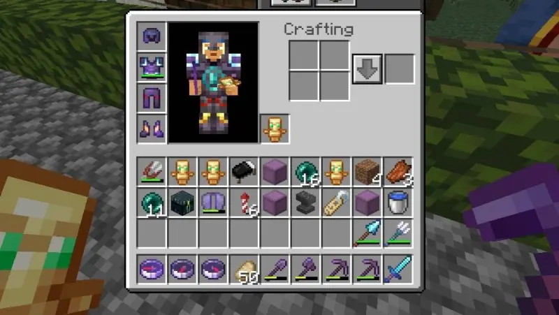 Инвентарь игрока в незеритовой броне