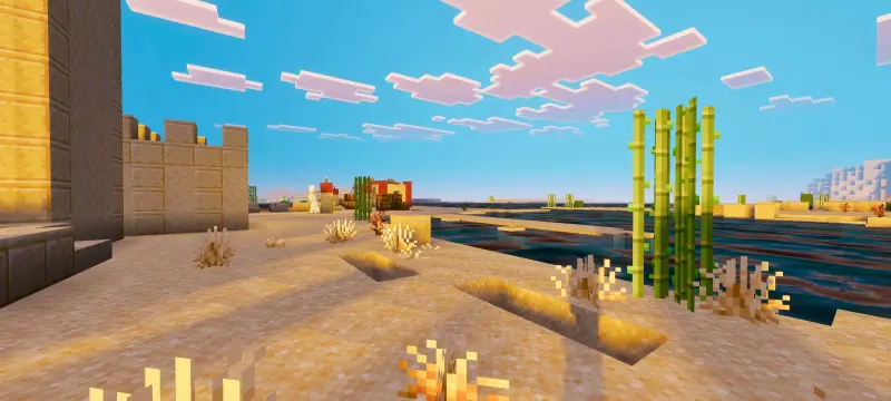 Желтые лучи и реалистичные тени на блоках