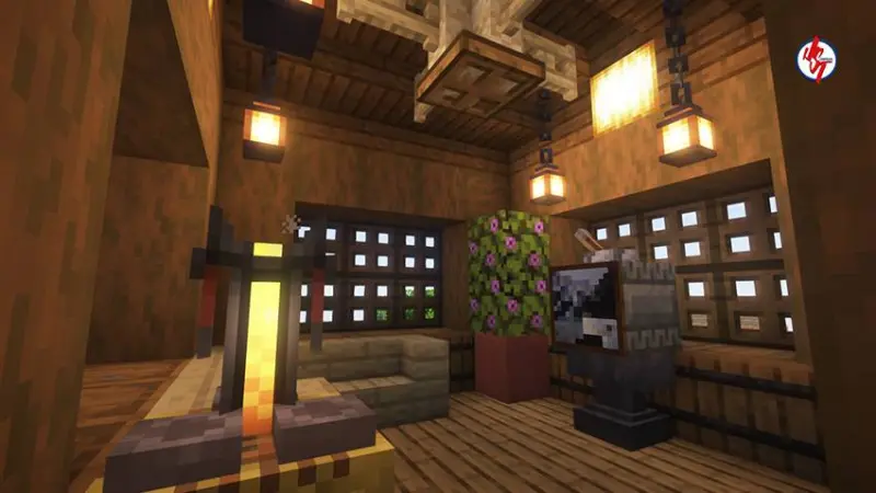 Небольшая комната с деталями интерьера