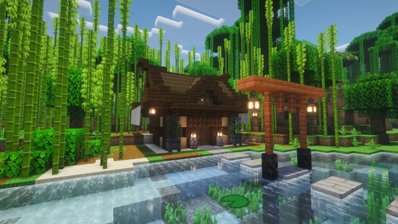 Небольшой японский дом у воды