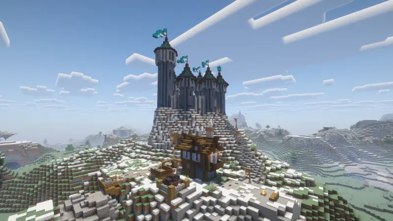 Большой замок на заснеженной горе