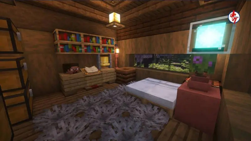 Небольшая спальня с белой кроватью и серым ковром