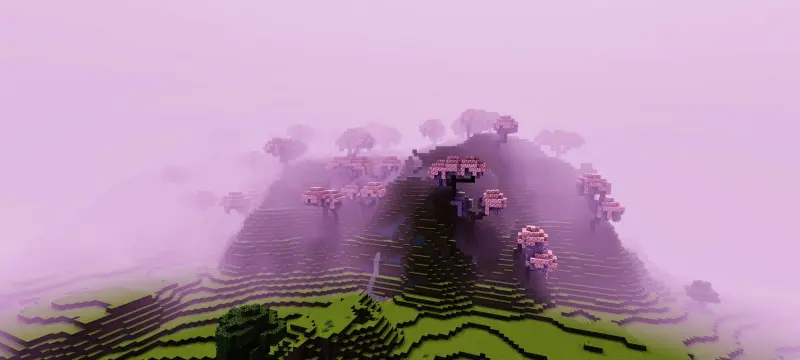 Розовый туман над вишневым биомом