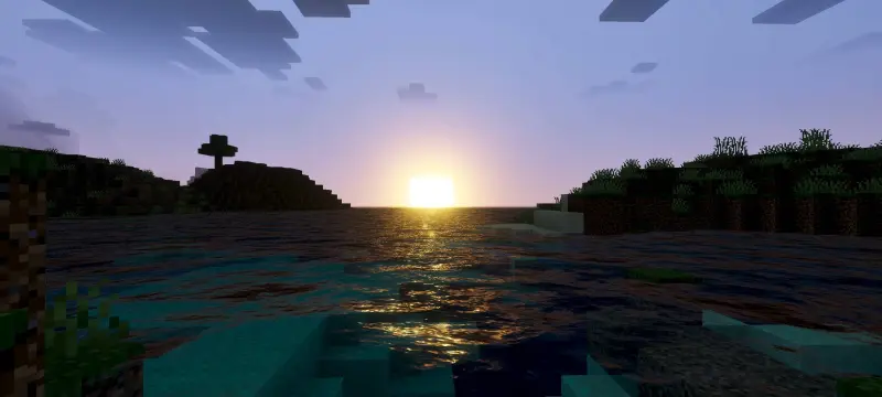 Яркий закат над реков в долине