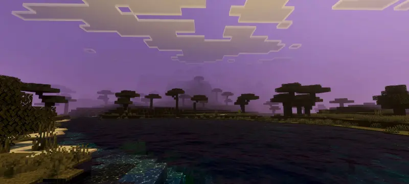 Фиолетовое небо с облаками над саванной