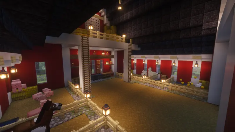 Красный амбар с животными