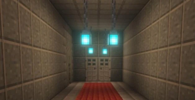 Corridor with closed iron doors