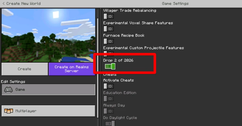 Enabling a drop on the old Minecraft interface
