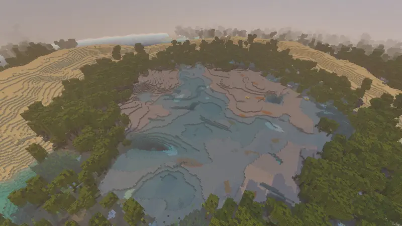 Swamp surrounded by desert