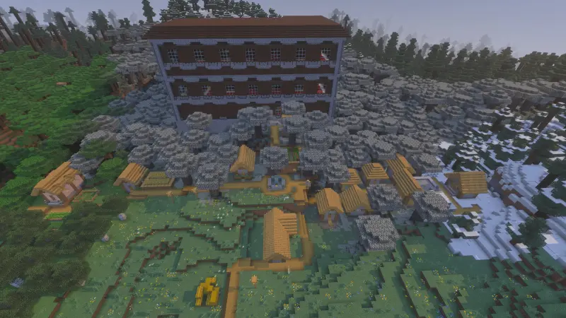 Village, Woodland Mansion and Pale Garden