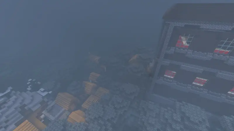 Gray biome fog and village