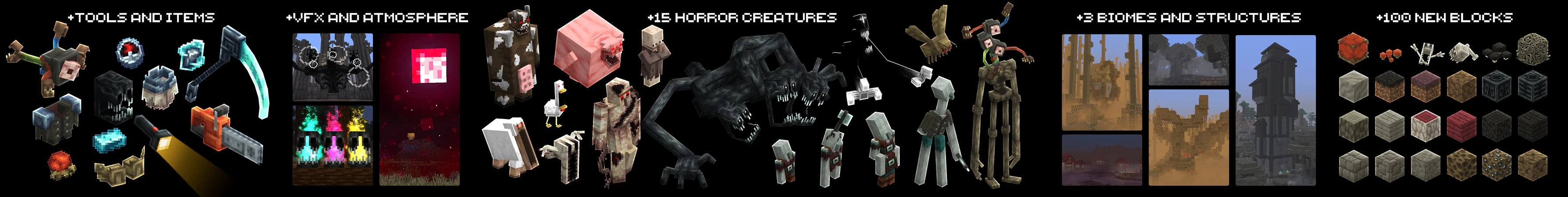 HorrorCraft Add-On 1.1: ОБИТАТЕЛИ, БИОМЫ и многое другое panorama