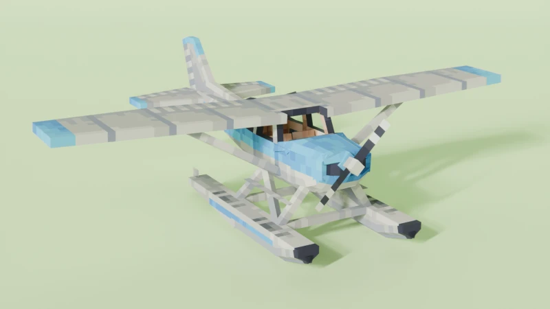 Вид синего Cessna 172 Seaplane