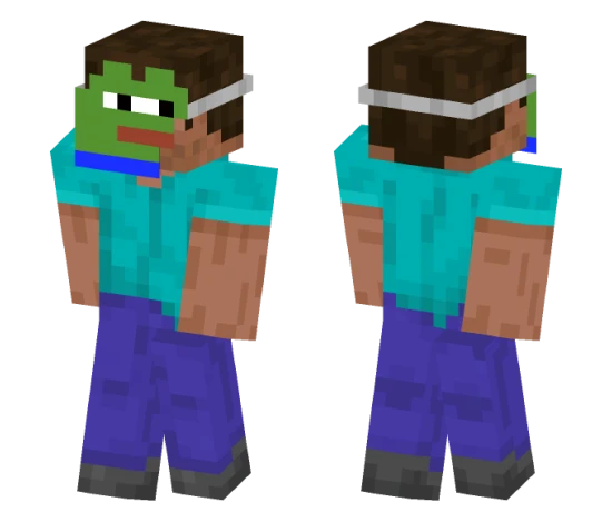 Skin Steve in a Pepe the Frog Mask