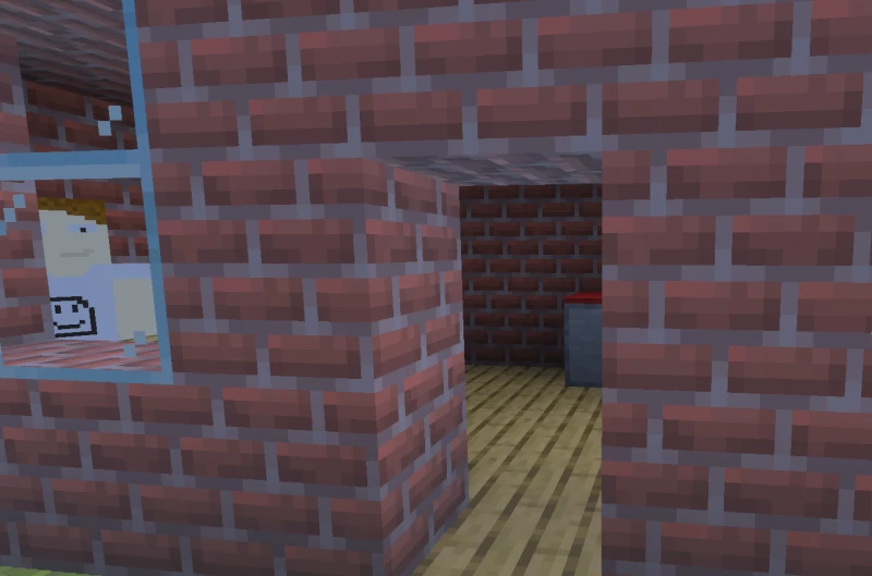 NPC looks at the player from the house