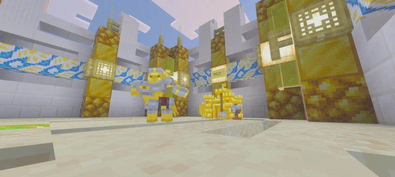 Yellow little people on the arena