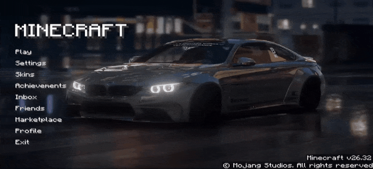 Главное меню игры с серой BMW